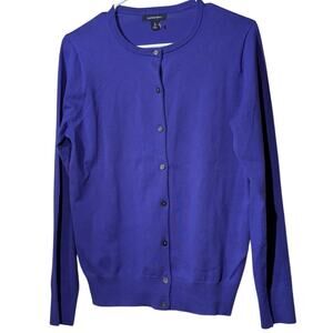 Lands' End Purple Button Front Classic Timeless Cardigan Womens' Size S